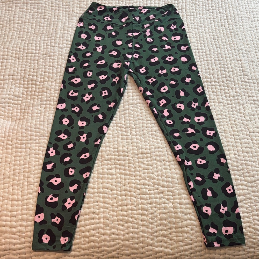 LuLaRoe Green & Pink Animal Print Leggings